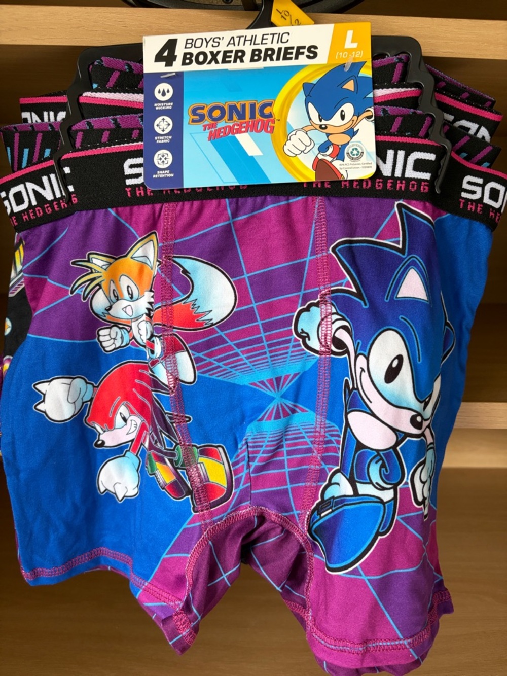 ✨$9✨NWT•4-Pack Boys Athletic Boxer Briefs | Sonic the Hedgehog | Large (10/12)
